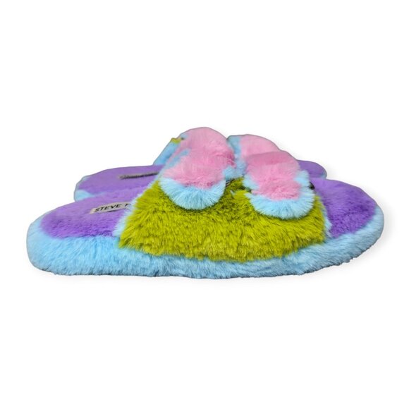 Steve Madden Kids Jaround Multi Colored Double Buckle Plush Slipper Size Small - Picture 1 of 9